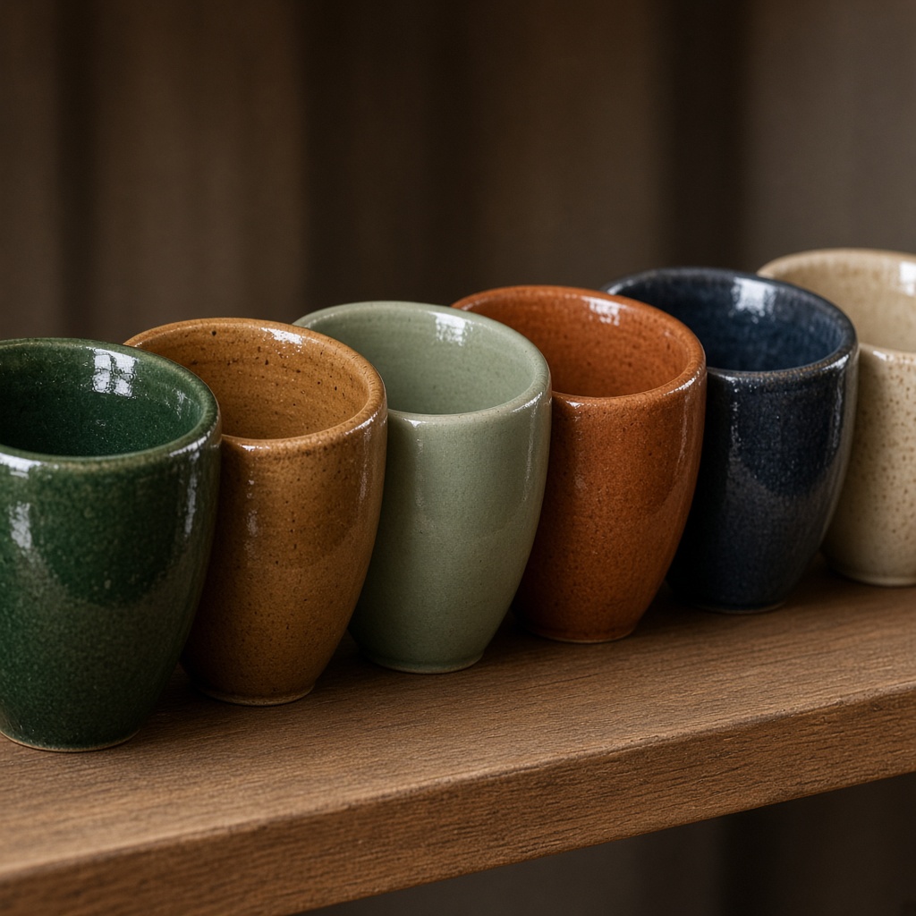 Glazed bowls on a shelf